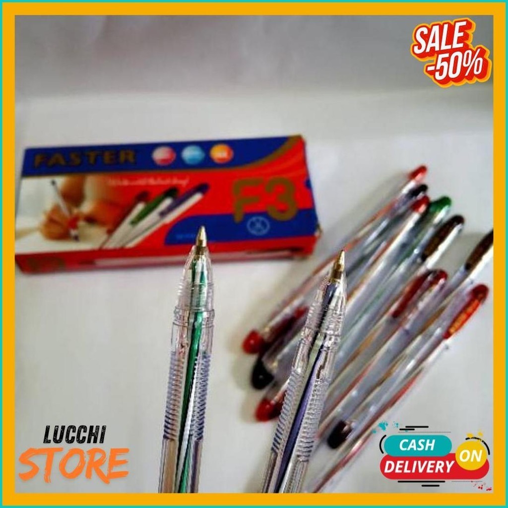 

Selusin ( 12 Pcs ) Ballpoint Bolpen Faster F3 0.5 Mm Pulpen Faster F3 0.5Mm (Murmer)