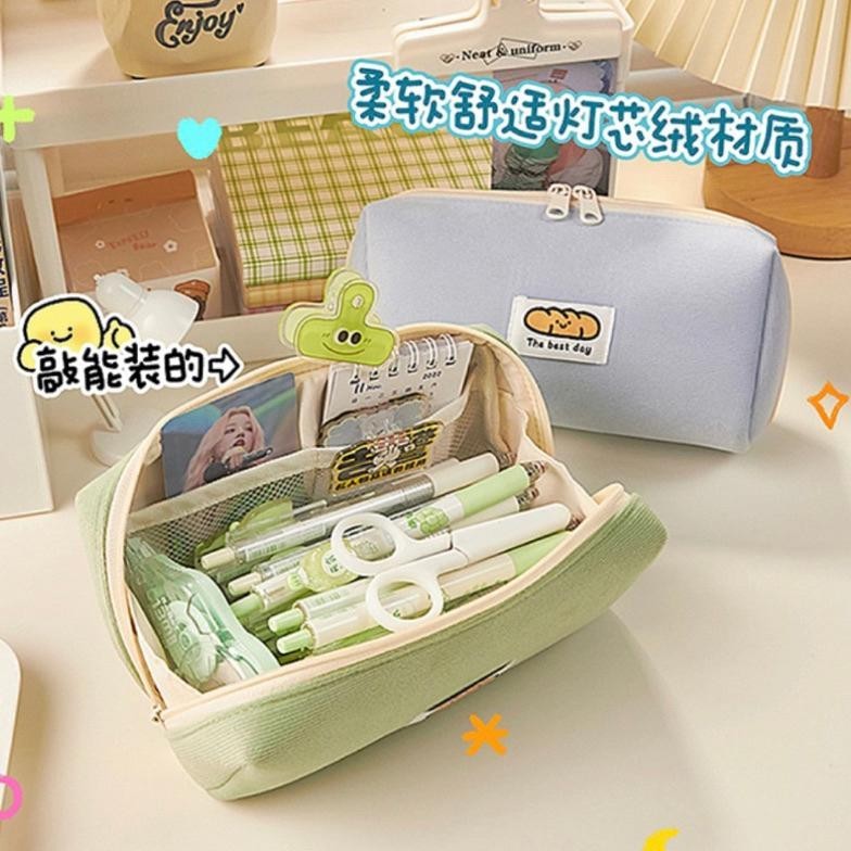 

Kensho Kotak Pensil Sleting Roti Lucu Bahan Corduroy Motif Polos Plaid Warna Pastel / Pencil Case / Zipper (6.6)