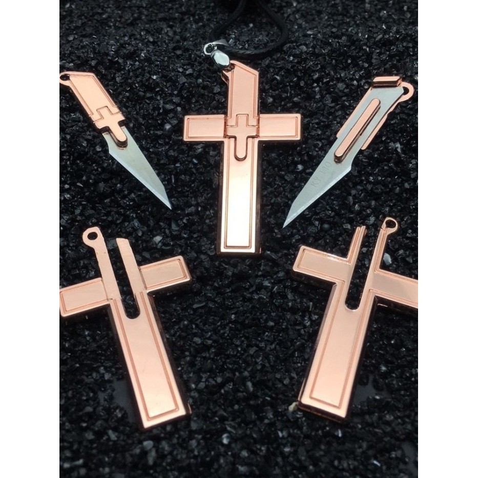 Cas Pisau Cincin Mini Edc /Unboxing/Saku Gantungan Kunci Gantung Salib