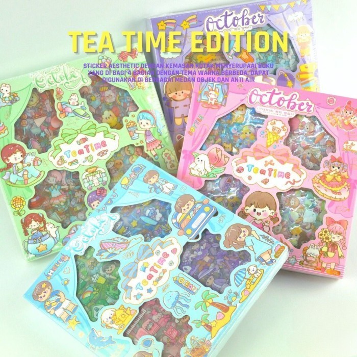 

KAWAII STICKER TEA TIME SET ISI 100PCS october mix anne momo anti air