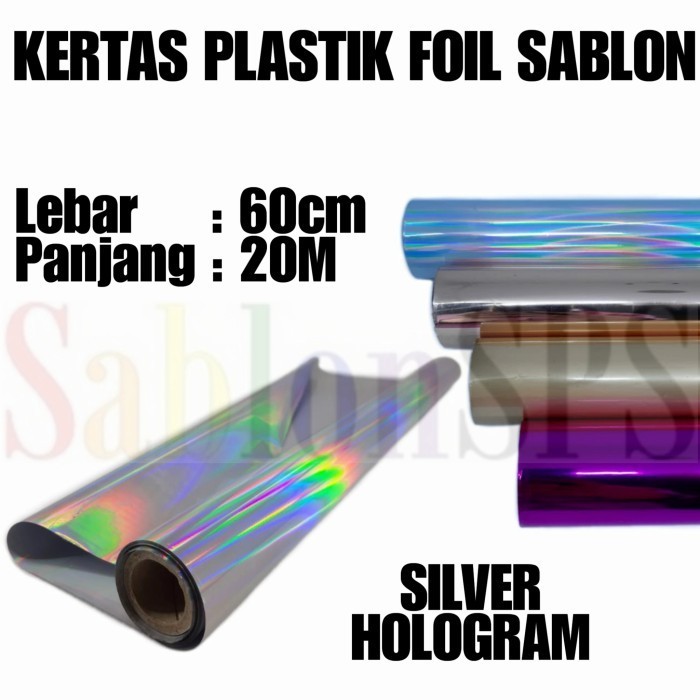 

PLASTIK KERTAS FOIL 60CMX20M TRANSFER SABLON SILVER HOLOGRAM