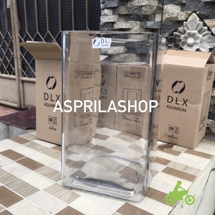 Pot Bunga Kotak Kaca Tinggi 24Cm Kaca Tebal Vas Bunga