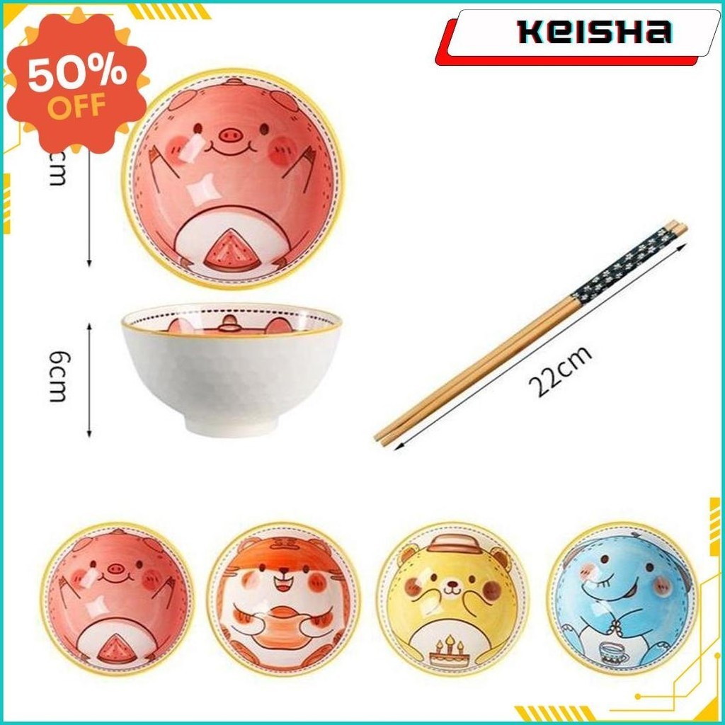 [Cod]Mangkok Set Keramik Motif Hewan Lucu / Hampers Mangkok Souvenir Hadiah / Nature Fresh Mangkok K