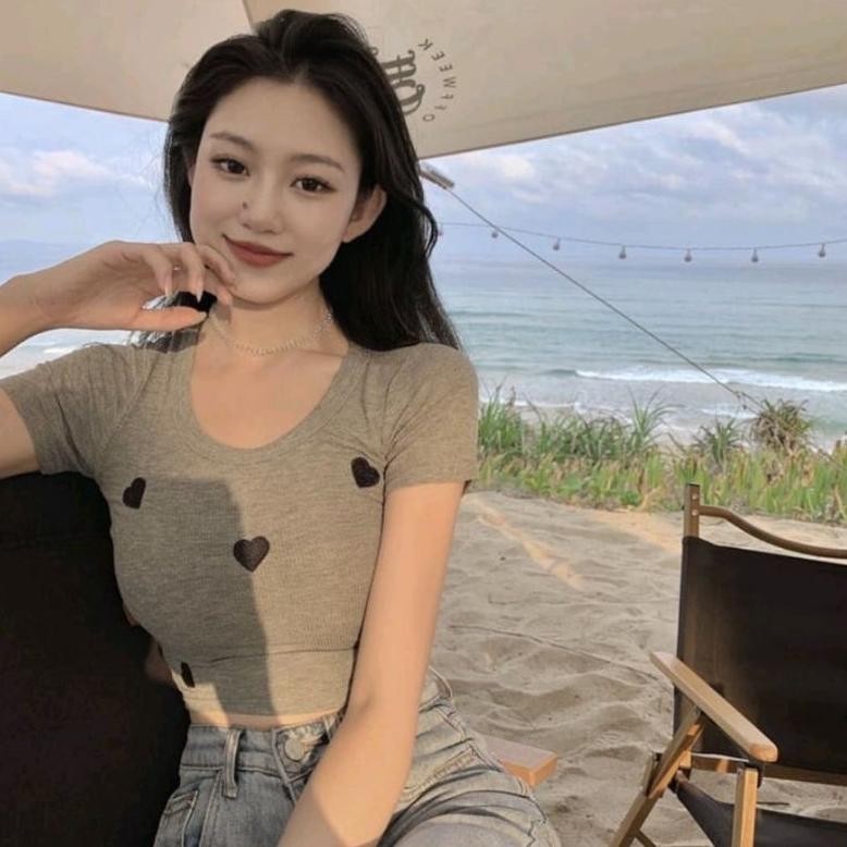 TRG - Crop Top Wanita Fumiko RIB Atasan Kaos Crop Wanita Korean Style TERLARIS