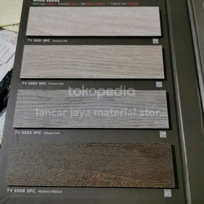 Vinyl vinil lantai spc click klik taco 5mm underlayer lantai kayu