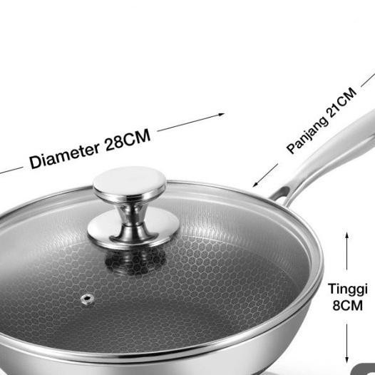 [Ms] Wajan Stainless Steel 316 / Kuali Honeycomb Wokpan Non Sti