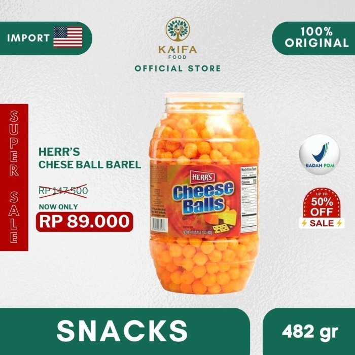 

PRODUK TERBATAS HERR'S CHEESE BALLS BARREL 482g