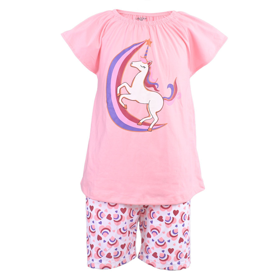 Rambla - Lolly & Noe Setelan Piyama Anak Perempuan Lengan Pendek Shinning Unicorn