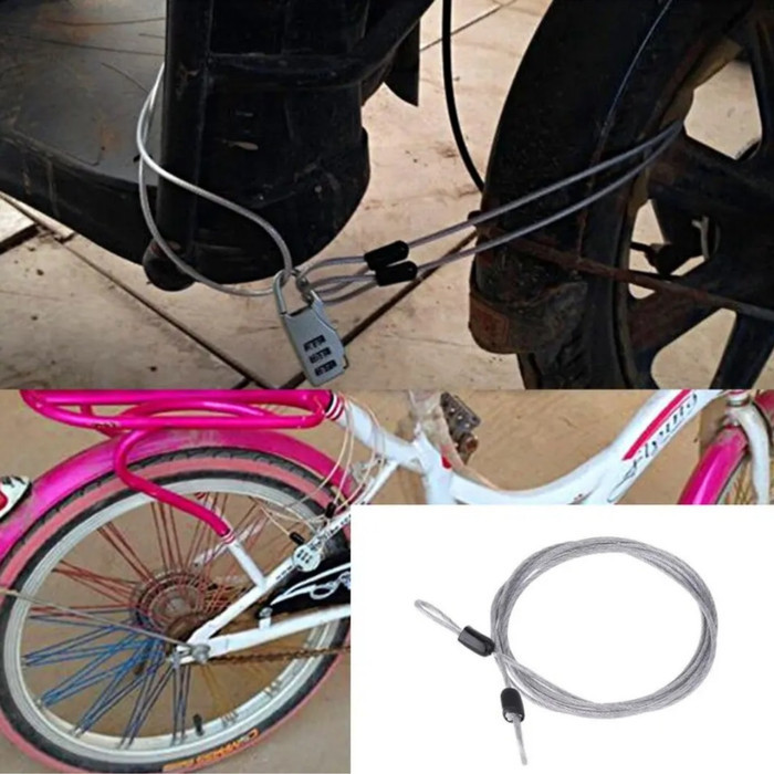 Termurah Sling Baja Pengaman Tas / Pengunci Tas Anti Copet / Universal Lock