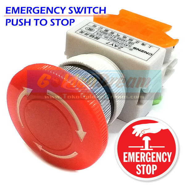 Emergency Stop Switch Zb2 Be102C Red Sign Push Mushroom Saklar Darurat