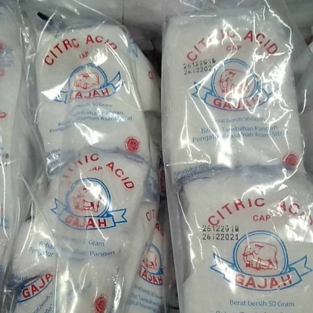 

Citric acid cap gajah 20pcs x 50gr