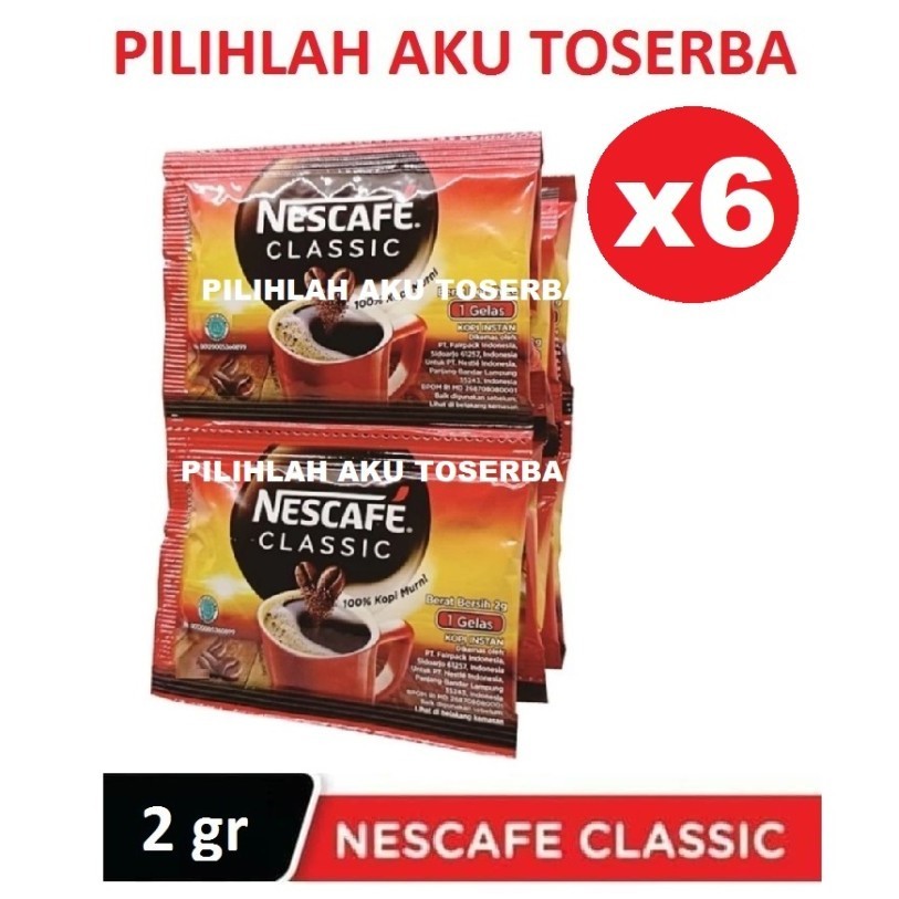 

Kopi Nescafe Classic 2 Gram - 1 Pack Isi 6 Renceng (Isi 60 Sachet)