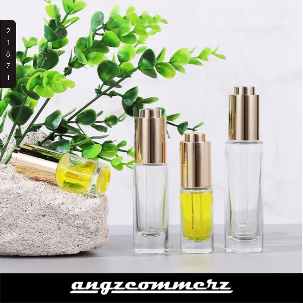 Botol Kaca Pump Pipet Serum Estetik Gold Press 30ml 1pcs