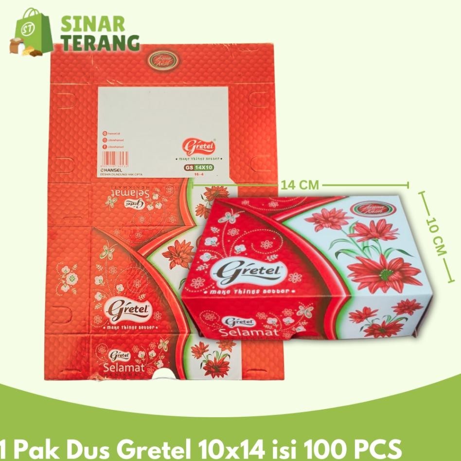 

Dus Kue / Box Sna Gretel Ukuran 10 X 14 X 4 Cm Martabak Ni Isi 100Pcs