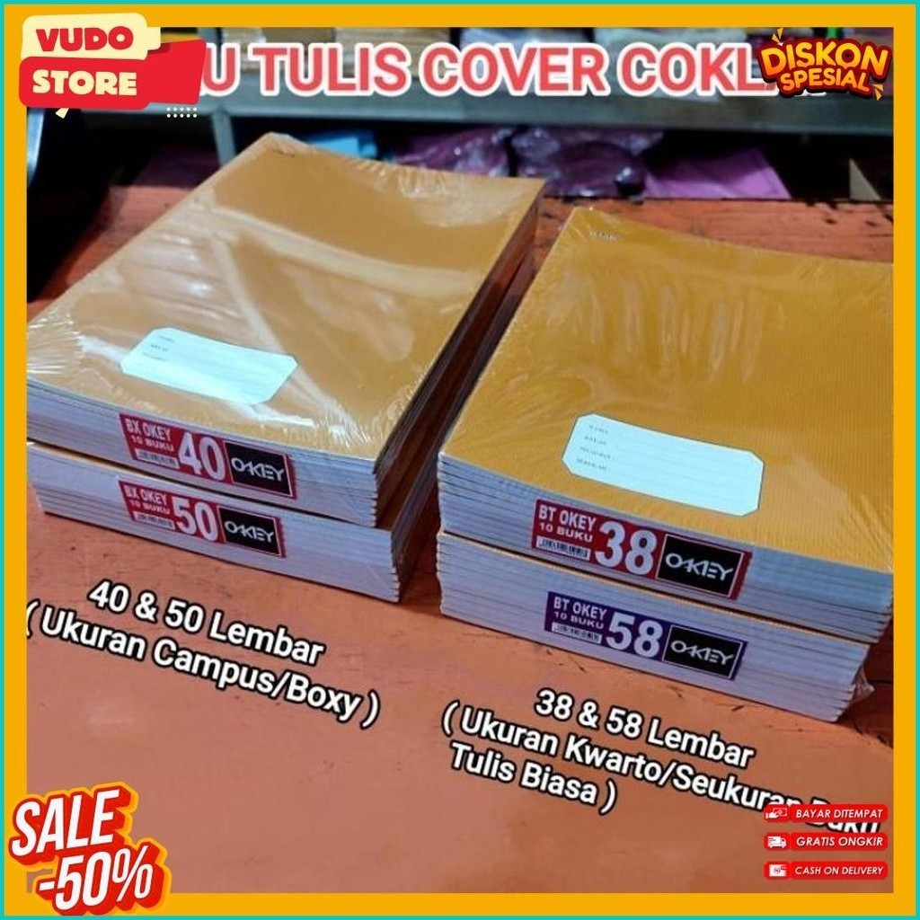 

1 Pak Buku Tulis 50 Lembar & 38,40,58 Cover Coklat Isi 10 Buku ( Ukuran Kwarto & Campus Besar ) (Lagi Viral)
