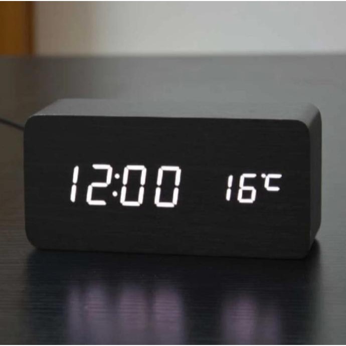 

Jam Meja Kayu Led Digital / Digital Wood Wooden Smart Alarm Clock TD