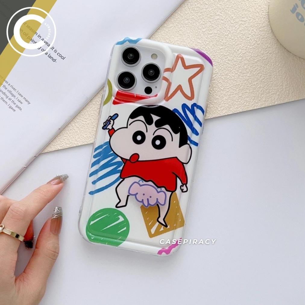 See-97 Spinning Shinchan Case Iphone 7 8 X Xr Xs 11 12 13 14 15 Pro Max Plus Silicone Square Casing 