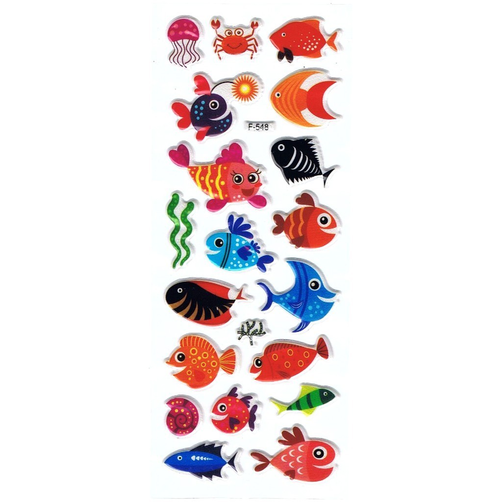 

SK527 Sticker Tempel Tempelan Hiasan Reward Anak Embos Ikan Fish Sea