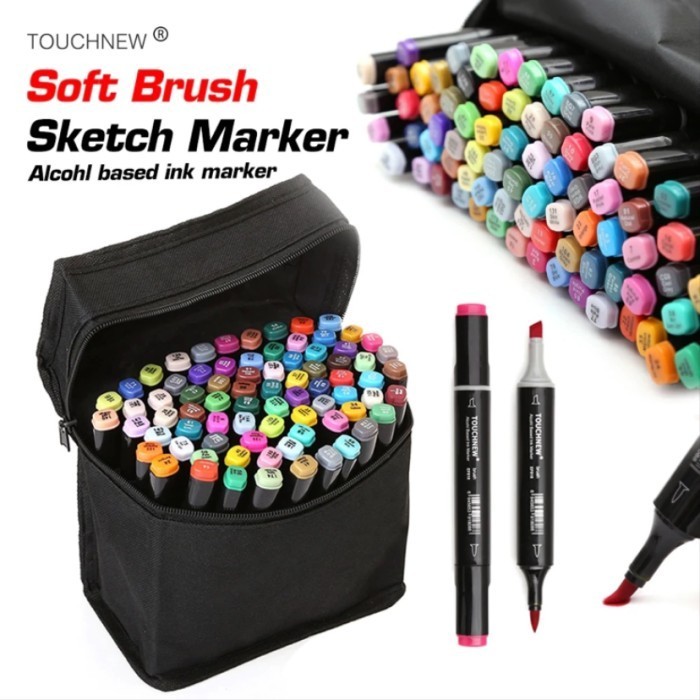 

Sarila Touchnew Marker Spidol 80 Colors Twin Markers Brush Tip - Touch Marker