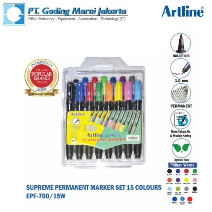 

Sarila Spidol Permanen / Permanent Marker Artline Epf-700 / 700 Uv 15 Warna
