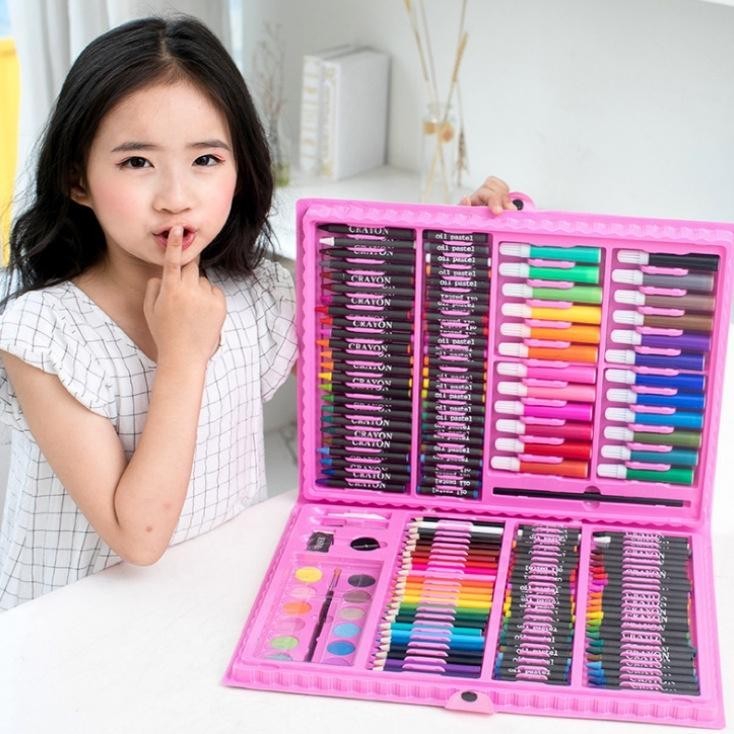 

Gfd-12 Dp Drawing Set 168Pcs Oil Pastel Crayon 168In 1 Set Krayon Mewarnai Dan Melukis Lengkap Dengan Cat Air Alat Mewarnai Anak Anak Bentuk Koper BisaCod