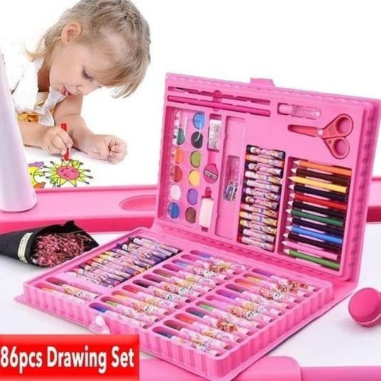 

crayon art set 86 cat pensil mewarnai lem cair kuas warna paper clip LAJ
