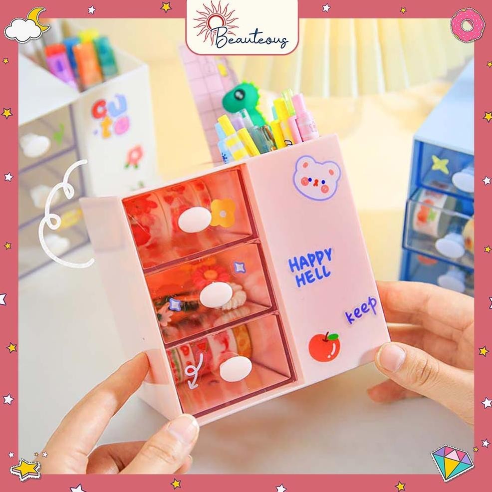 

Promo Kotak Laci Mini Tempat Make Up Storage Tempat Pensil Stackable Mini Serbaguna Free Sticker Garansi