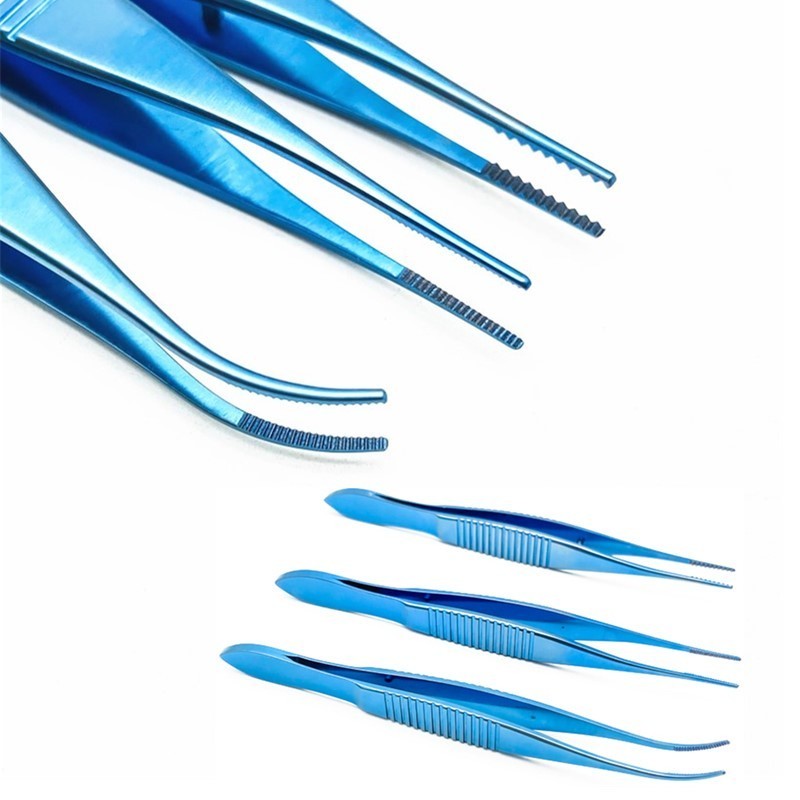 1 Buah Pinset Jaringan Titanium Oftalmik Tang Jaringan Konjungtiva Panjang 100Mm Ujung Lurus/Melengk