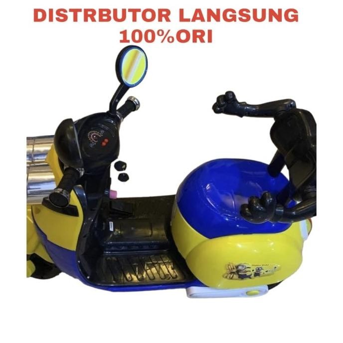 Mainan motor aki karakter Vespa Minion HWL-8899 motokids GS