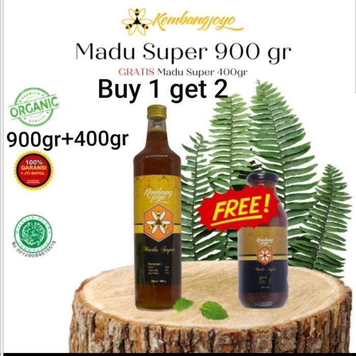 

Madu Super Kembang Joyo plus Royal jelly dan Bee pollen 900gram asli