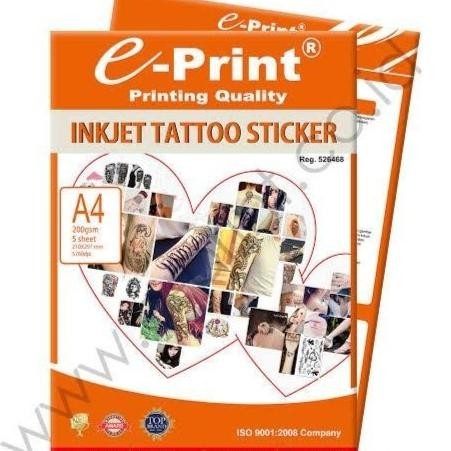 

Kertas Tato Stiker e-Print Inkjet Tattoo Sticker A4 200Gsm 5Lbr ePrint