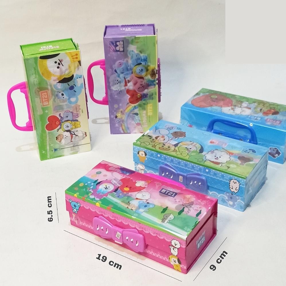 

fg-87 HD Kotak Pensil Karton 3 Susun Lampu Disco Kunci Pin/Tempat Pensil/Pencil Box/Wadah Pensil Viral