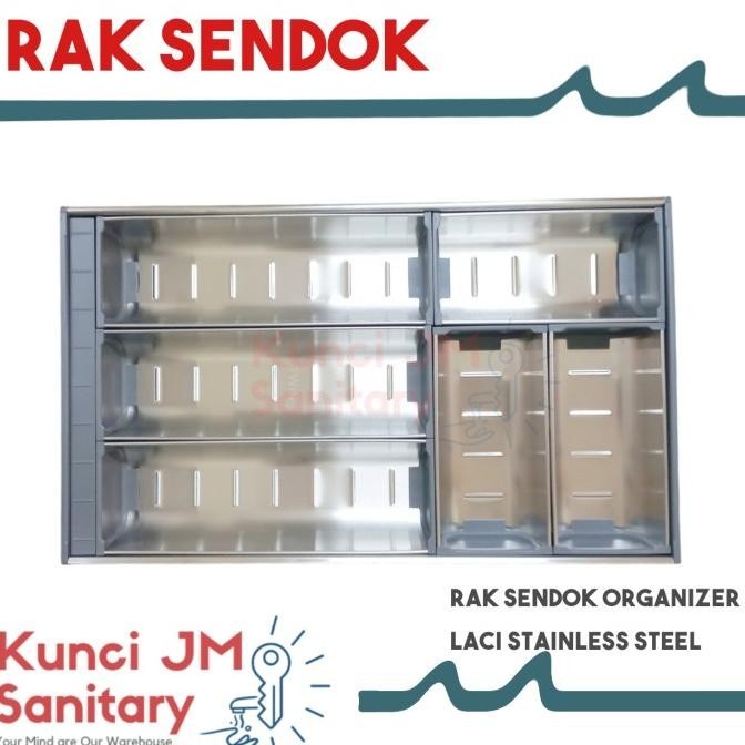 BEBAS ONGKIR - Rak Tempat Sendok Stainless Sekat Laci Dapur Kitchen Set