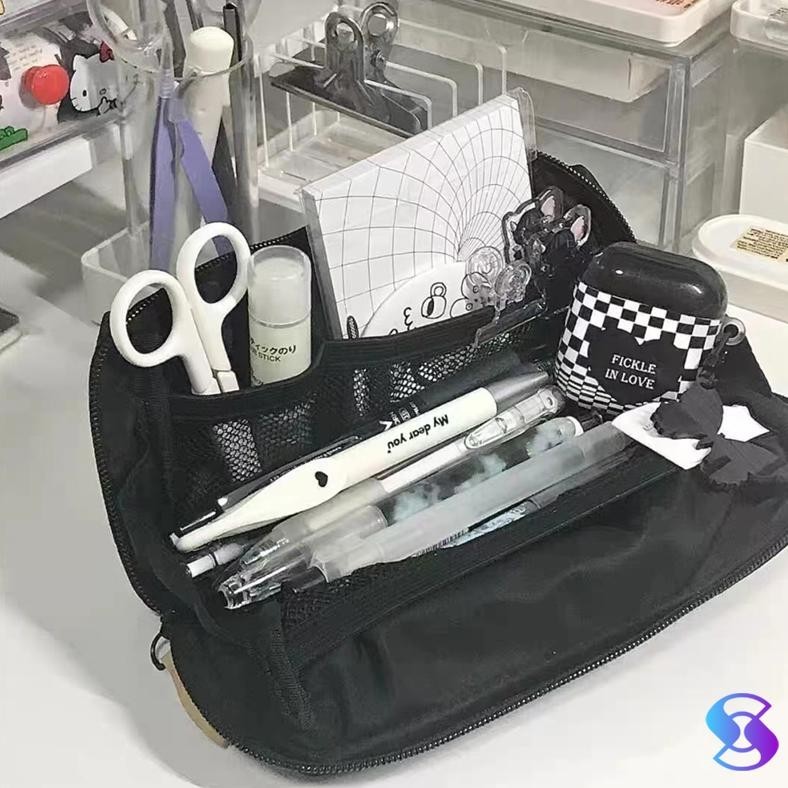 

Oh34 Pouch/Pencil Case/Tempat Pensil Warna Hitam Berlapis Kapasitas Besar-Suning Mall Sale