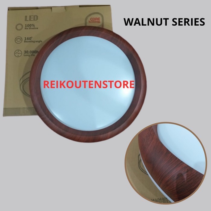 Lampu Plafon Kayu 50Cm Kap Baret 3 Warna 60W Minimalis Mewah + Remote Lampu