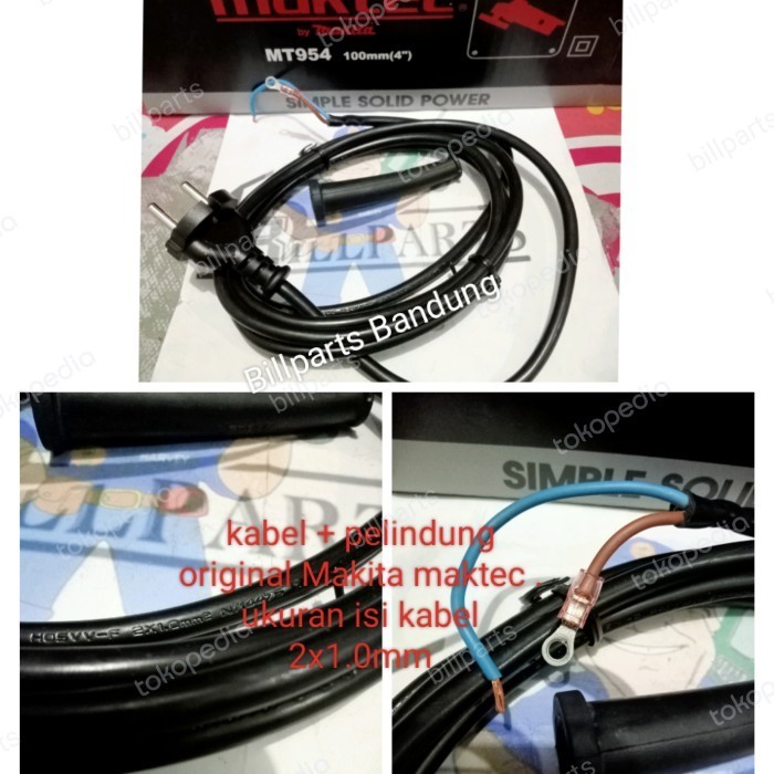Ready oke] Kabel makita maktec gerinda tangan bor asli original Uk.2x1.0mm
