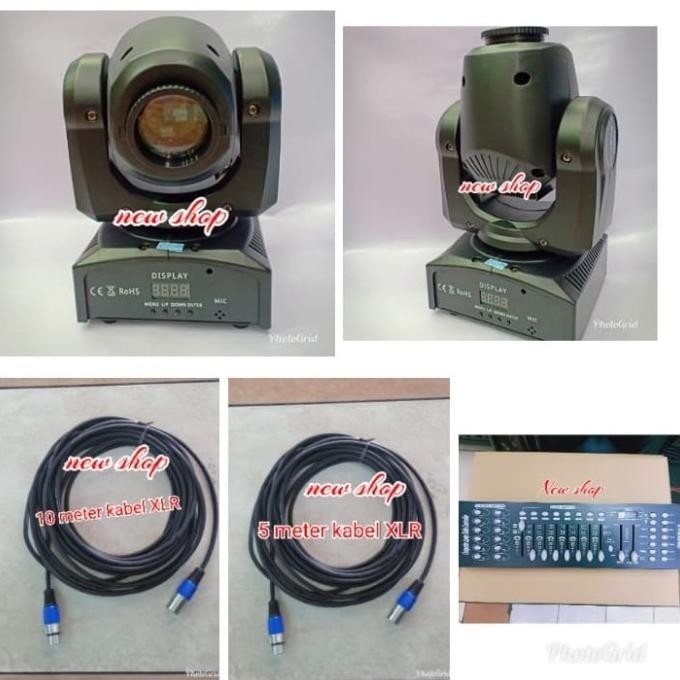 Paket Mini Moving Head+Mixer Lighting Dmx 512 Dan Kabel Xlr