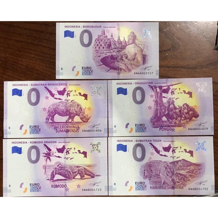 Uang Zero Euro Seri Indonesia Lengkap (Satu Set)