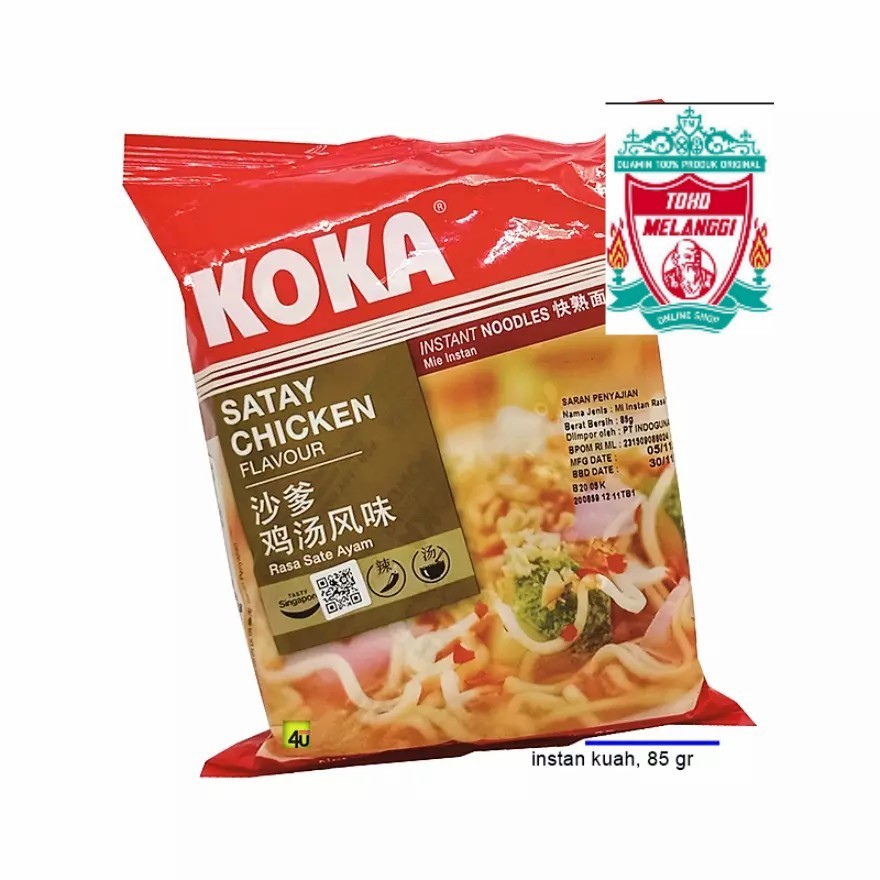 

Koka Satay Chicken Flavour Instant Noodles 85 gr | Mie Sate