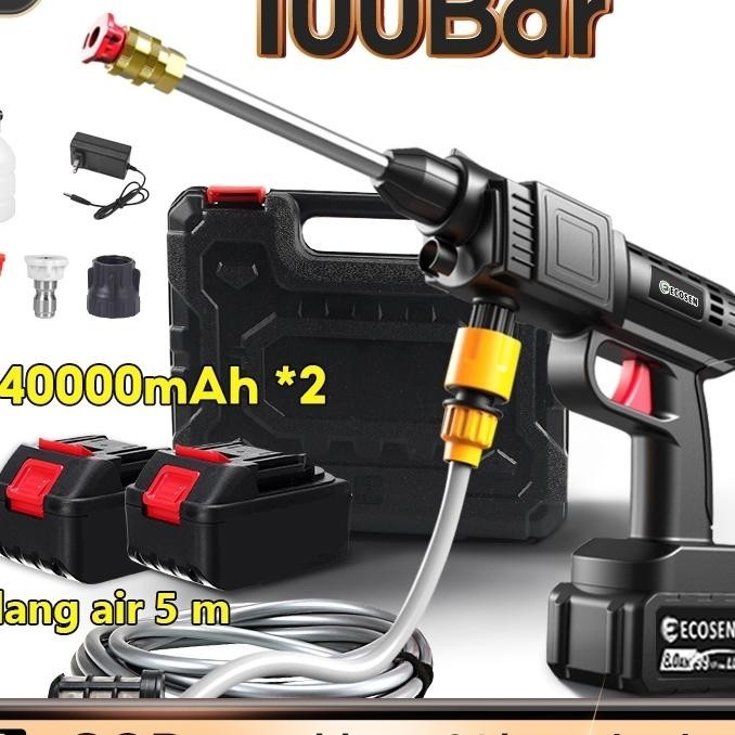 Ecosen 198V Jet Cleaner Alat Cuci Motor Mesin Cuci Mobil Cuci Motor Portable Jet Baterai Steam Cordl