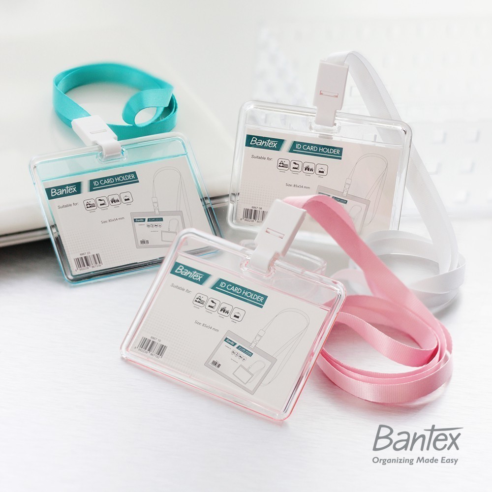 

[Pelangi Stationery] Bantex Transparent ID Card Holder Lanyard Landscape #8867