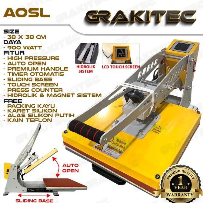 Mesin Press Sablon Kaos Otomatis Auto Open Sliding Digital 38X38