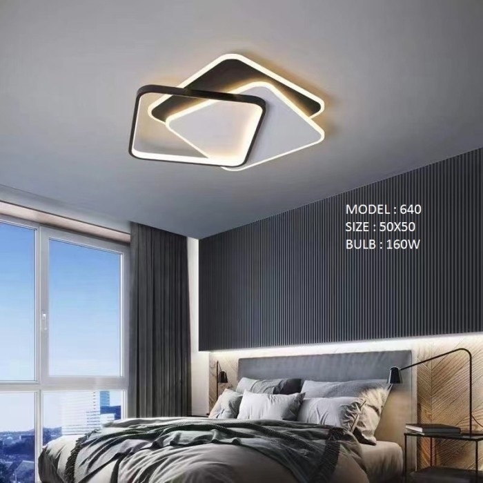 Lampu Plafon Led Kotak Kamar Tidur Modern Tricolor Light Lampu