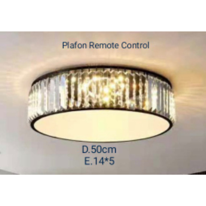 Lampu Hias Plafon Kristal Remote Control Model Bulat Lampu
