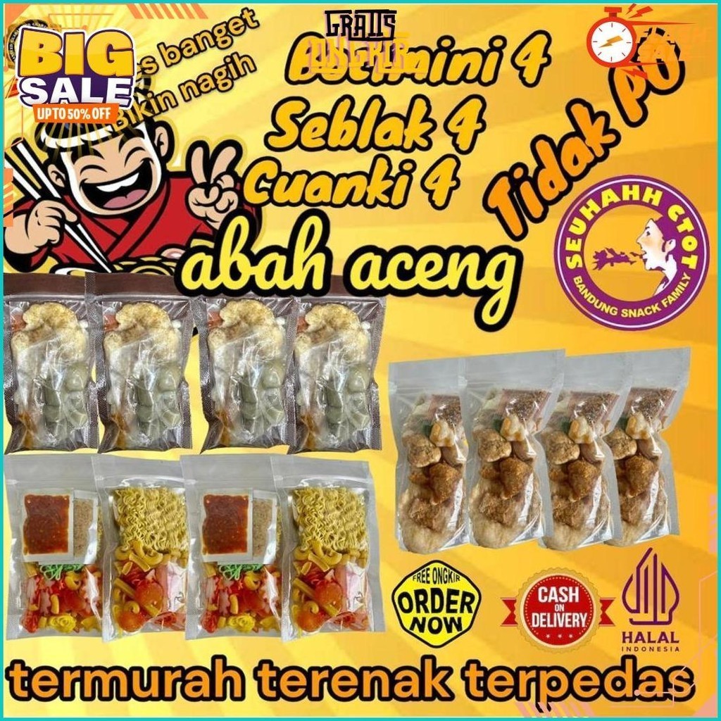 

Mix 4 Baso Aci, 4 Seblak, 4 Cuanki Instan Abah Aceng Gratis Ongkir