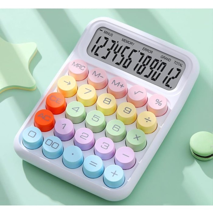 

Ready Kalkulator Calculator Keyboard Boba Dot Fancy Warna Soft Pastel merk Perisai Free Baterai