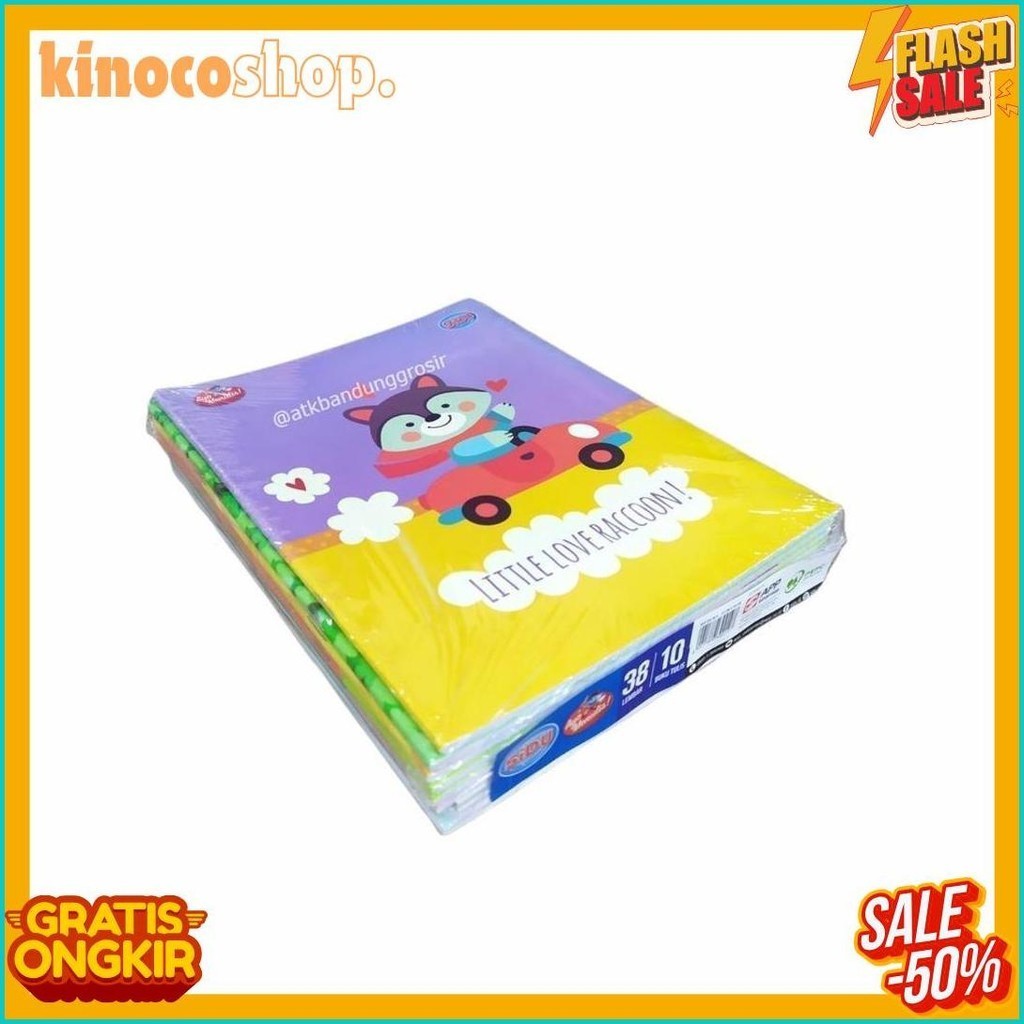 

Buku Tulis Sinar Dunia 38 Lembar (Sidu) Ukuran Qwarto Cover Random - Pack (10 Buku) (6.6)
