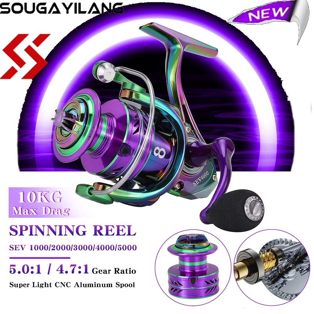 Sougayilang Joran Pancing Reel Pancing Seri 1000-5000 Reel Pancing Warna Warni Maks 10Kg Gulungan