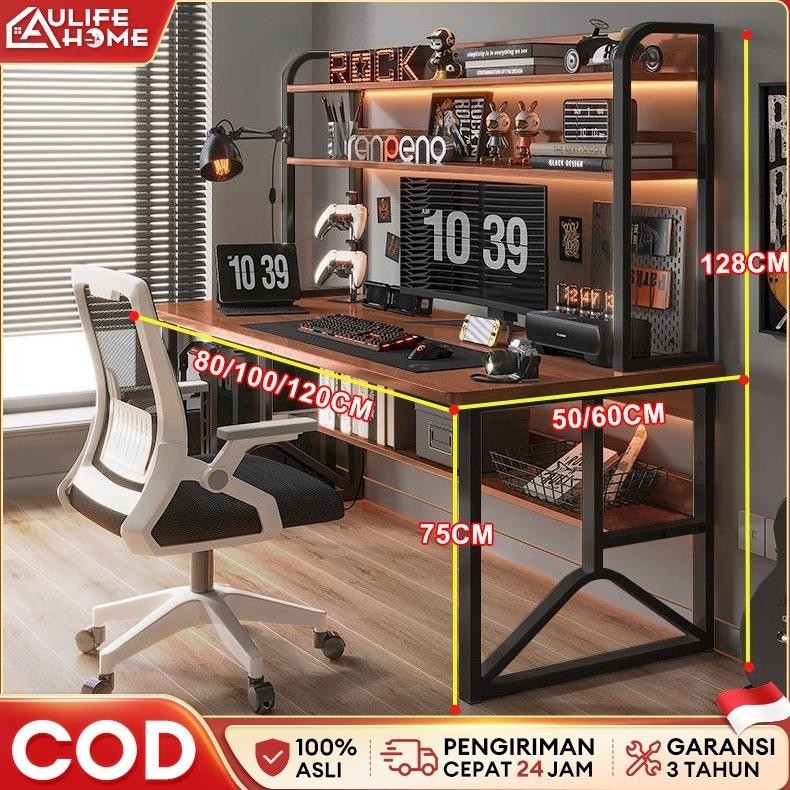 Meja  Kantor Minimalis Meja Komputer Meja Kerja Dengan Rak Meja Belajar Kayu Meja Tulis Besi