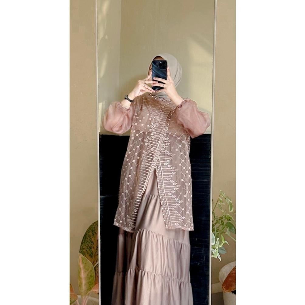 Promo Fiona Tunik Outer Silang Brukat Etnik Full Payet Outer Brukat Kondangan / Tunik Lebaran Baju H